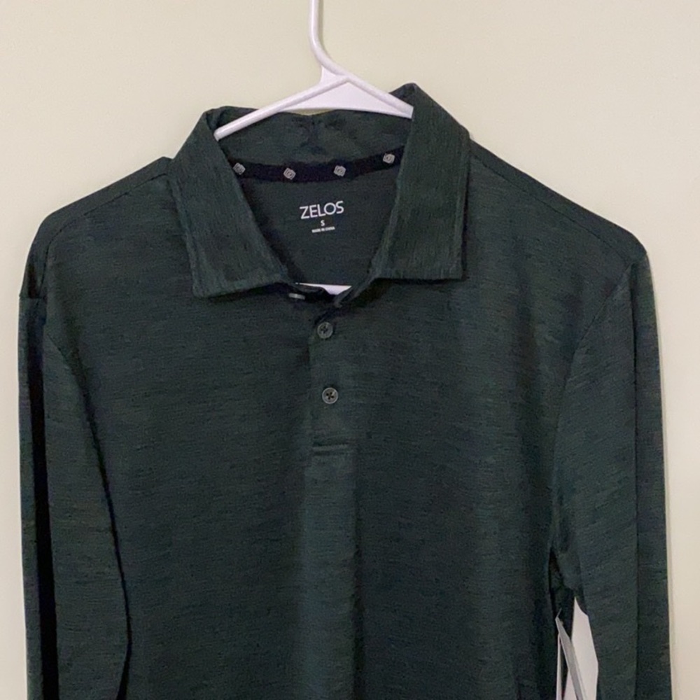 ZELOS ATHLETIC MENS TOP COLLARED LONG SLEEVE